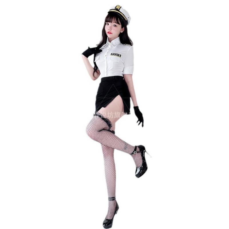 Sexy police instructor uniform police costume nightclub stewardess hip skirt suit cosplay