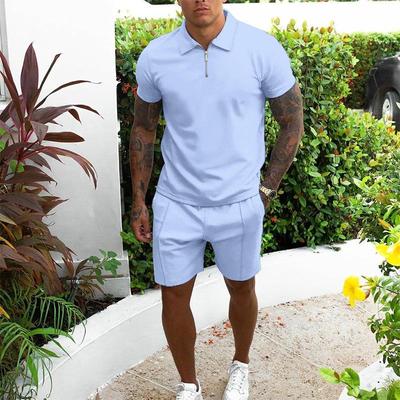 Frühling Männer Anzüge Zip Kurzarm T-shirt 2 Stück Set Casual Tasche Kurze Hosen Sweatsuits männer Sport Zwei stück Sets
