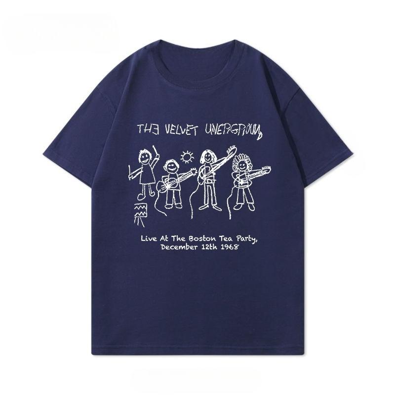 The Velvet Underground Velvet Band Black Large Size Men's and Women's T-Shirt Cotton Printed Men's and Women's Summer Clothing