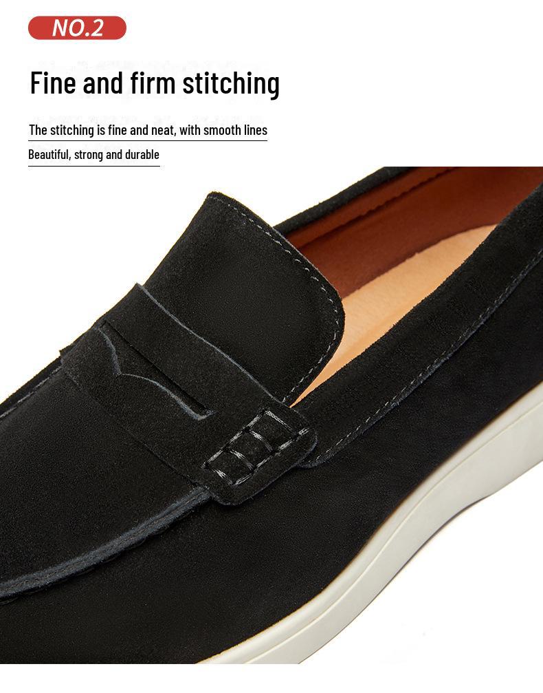 Men's British-Style Suede Nubuck Loafers - Slip-On Casual Shoes