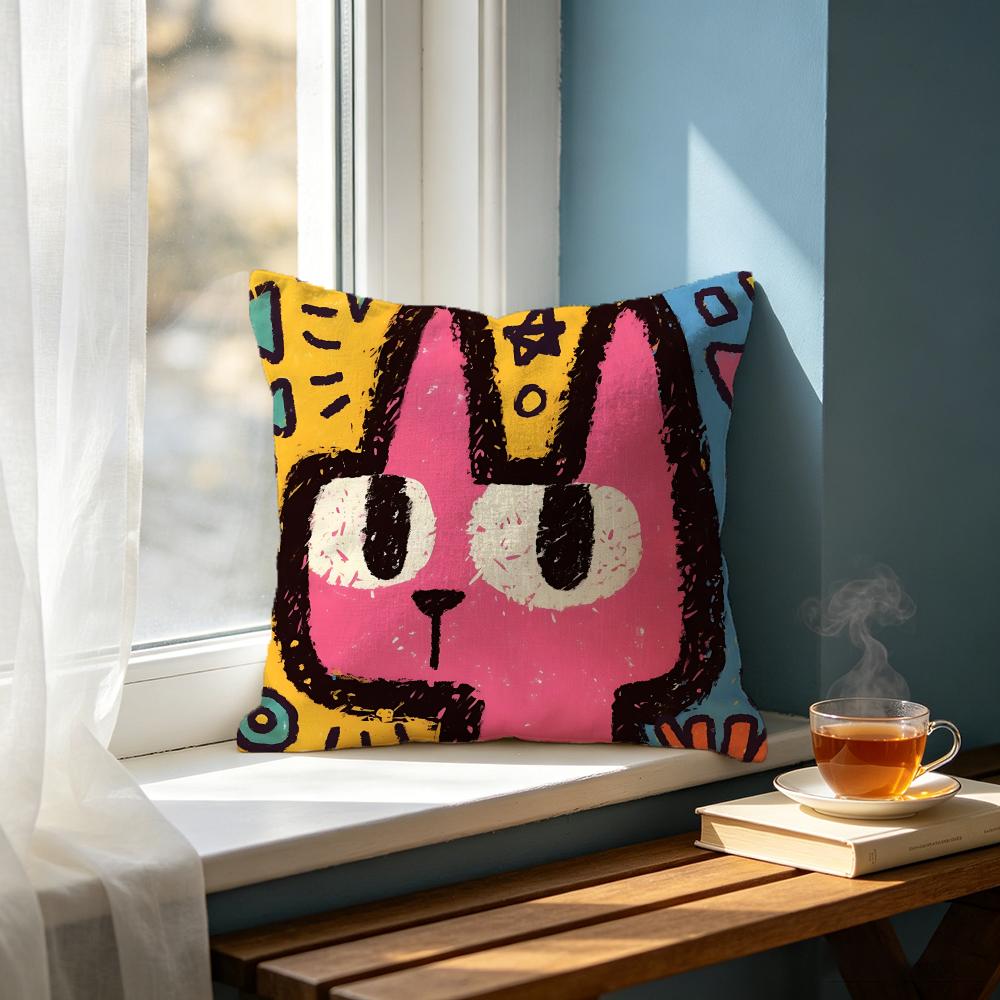 Cartoon MMulticolor Cat Cushion Cover Cushion Cover Set Pcs X X X Pillowcase Decorative Sofa Home Decor