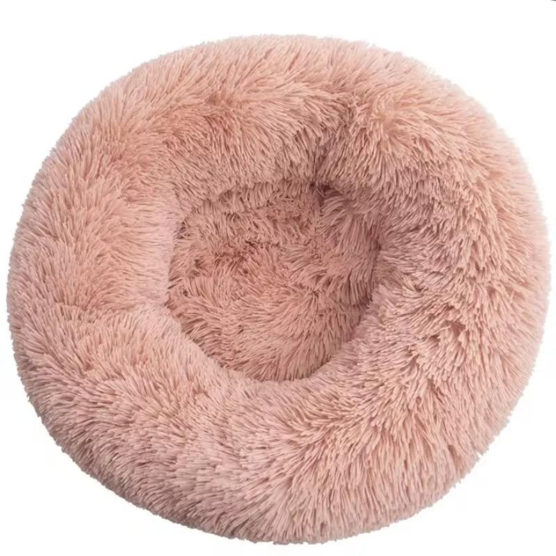 40cm Round Pet Bed for Large Dog Bed Super Soft Cat Bed Long Plush Dog House for Medium Dog House Winter Warm Sleeping