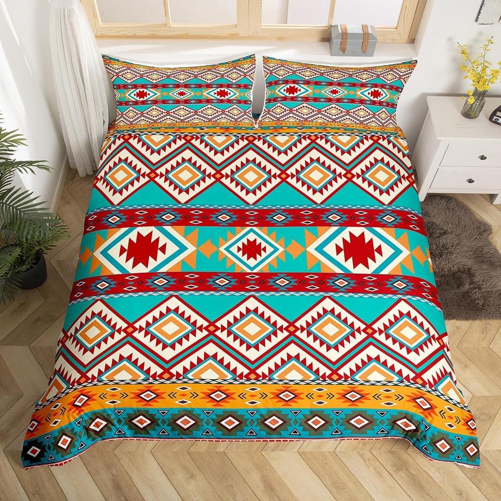 Comforter Geometric Stripes Tribal Style Queen King Size Western Cowboy Style Bedding Set Home Decor 3 Pcs With 2 S