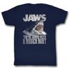 חולצת טי למבוגרים צבע כחול כהה עם הדפס 'Jaws Real Big'