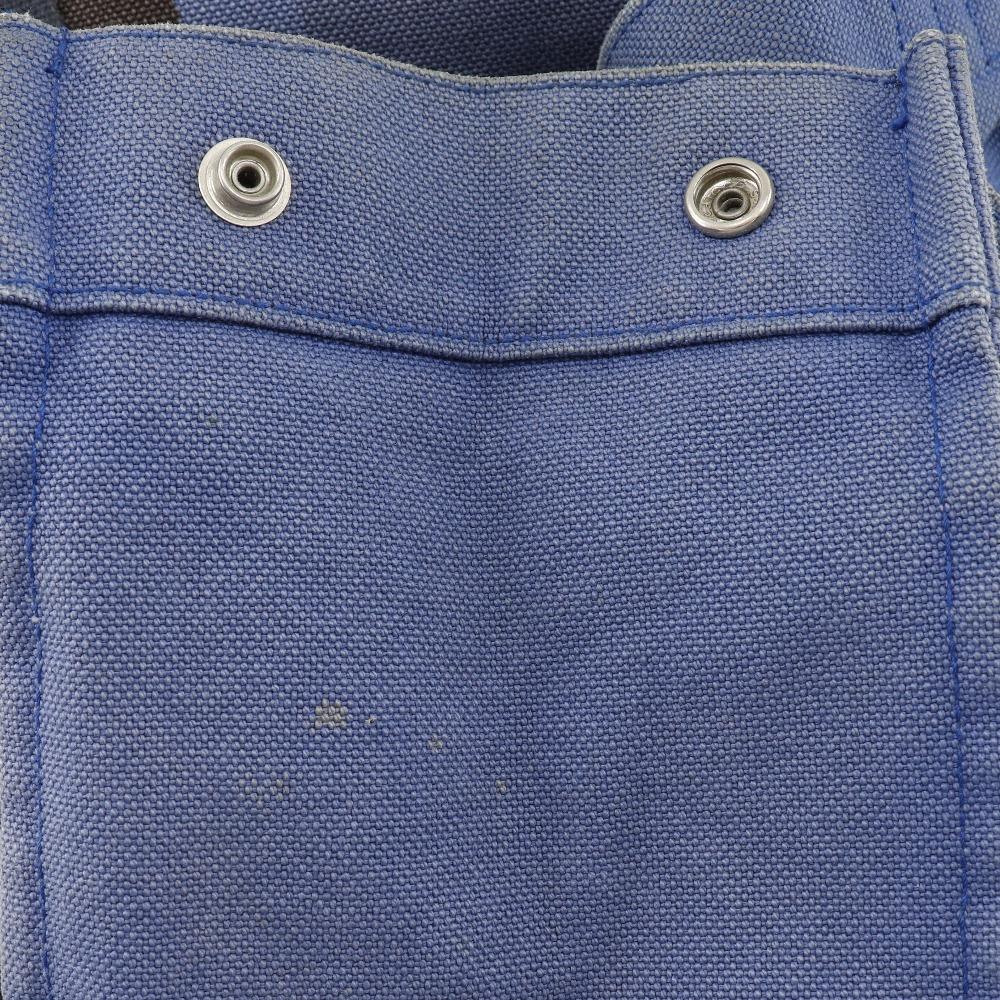Hermes Chevault Tote Bag Blue / Black Canvas Hose Unisex Used