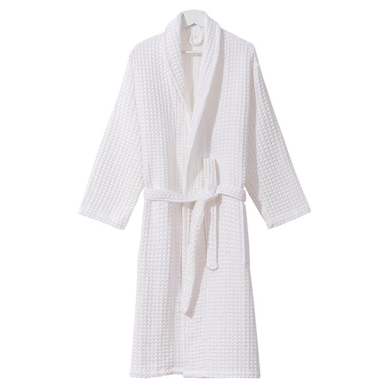 Japanische Baumwoll-Waffel-Yukata-Robe: Ganzjahres-Bademantel für Damen & Herren