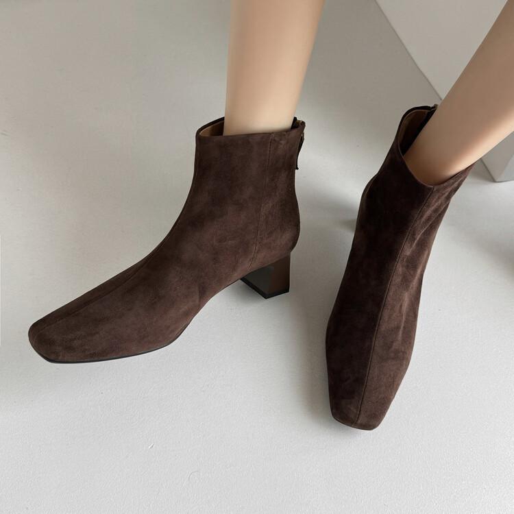 

French retro simple short boots 2025 autumn and winter frosted fashion boots rear zipper black women s boots 39