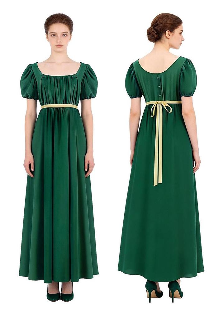 Bridgerton Regency Kleid: Hochtailliertes viktorianisches Kleid für Halloween & Teepartys