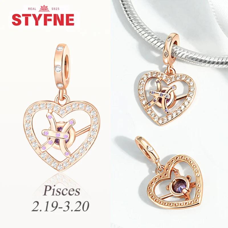

copper Twelve Constellations Heart Charm Bead Charms Bead Gemini Capricorn for Authentic Bracelets Diy Jewellery Gift for Women