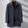 Middle-aged and elderly button cashmere coat men's medium-length autumn and winter thickened daddy woolen woolen windbreaker lapel coat
