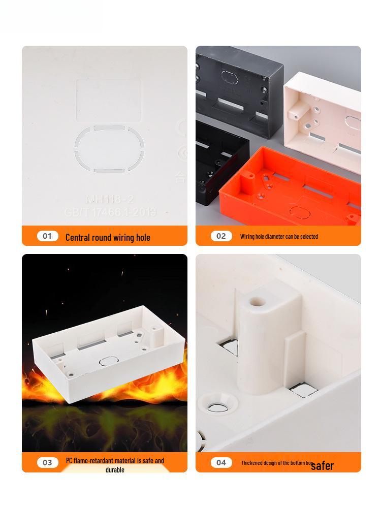 Type 146 White PVC Surface Mount Junction Box: Flame Retardant British Switch/Socket Back Box
