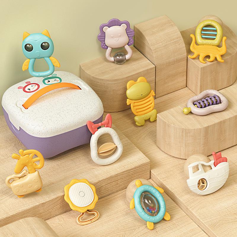 10 Pack Baby Rattle Toys with Storage Box,Infant Grab and Spin Rattles, Early Educational Toys for Newborn Baby Gifts 3, 6, 9,12 Months Girls and Boys