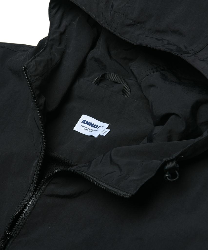 Annot Nylon Hooded Windbreaker Black