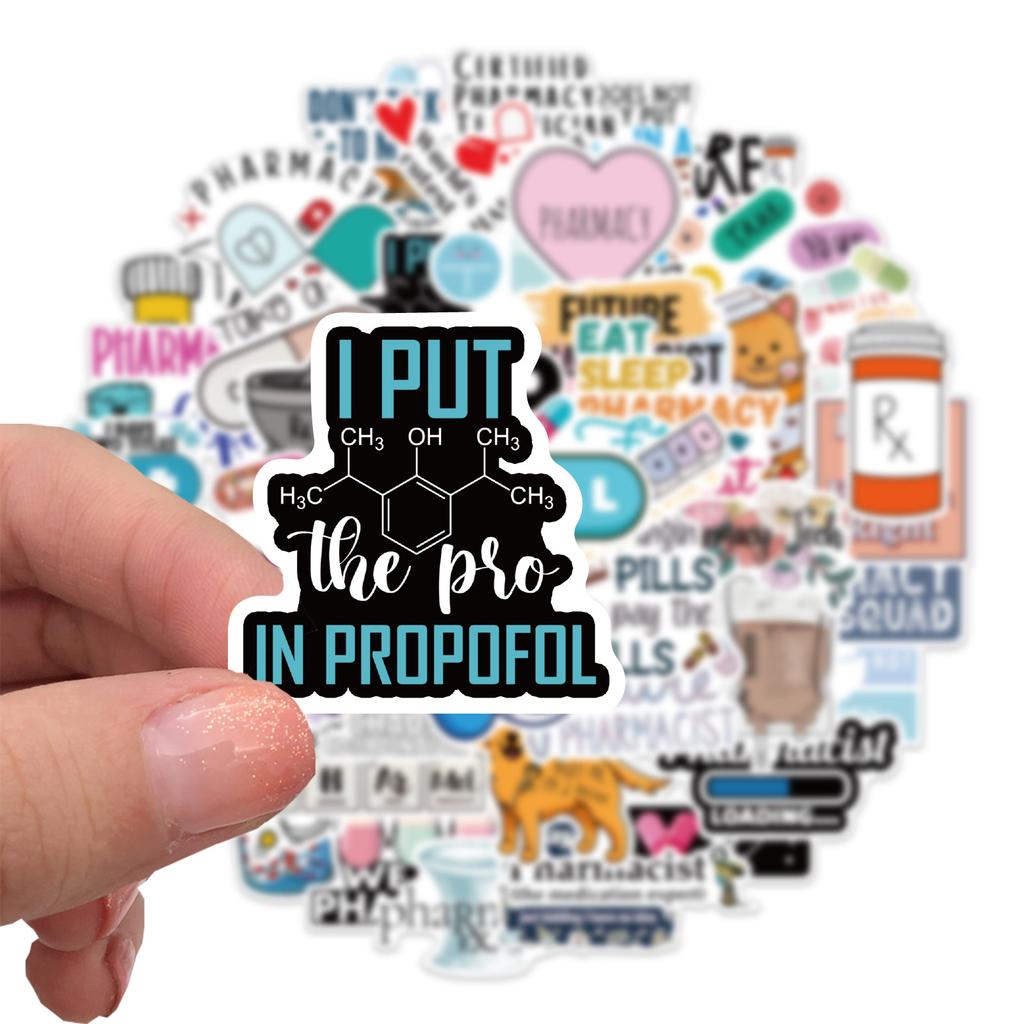 50 Cartoon Pharmacist Stickers Personalized Decorative Suitcase Notebook Guitar Waterproof Removable Without Repeating Stickers