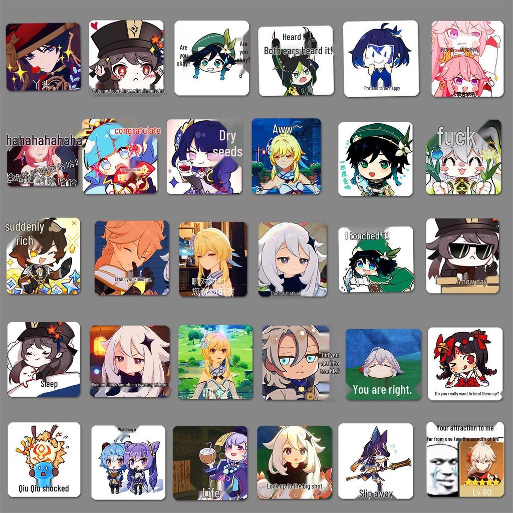 60 Lustige Genshin Impact Sticker - Wasserdichtes Cartoon DIY für Handyhüllen & Koffer