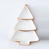 Ceramic Bamboo Wood Christmas Tree Partition Plate Platter Fruit Bowl Breakfast Dish Home Decoration