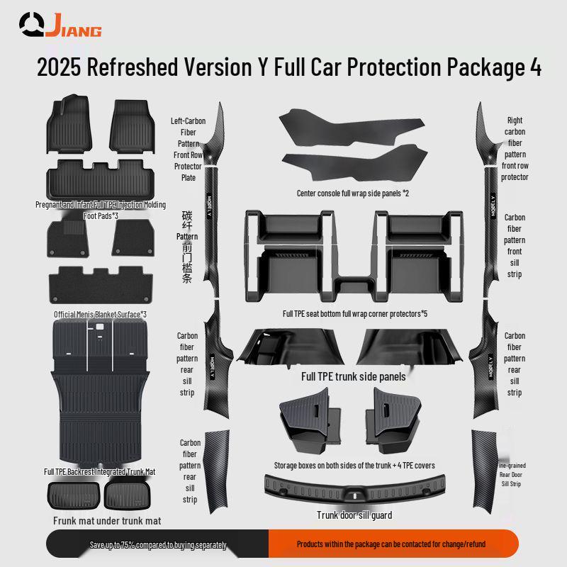 

Floor Mats for Tesla Model Y: Full Coverage TPE Interior Set 2025 Refreshed Model Y