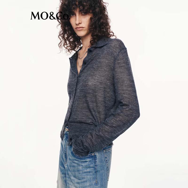 MO&Co. Women's Sheer Short Lapel Knit Cardigan