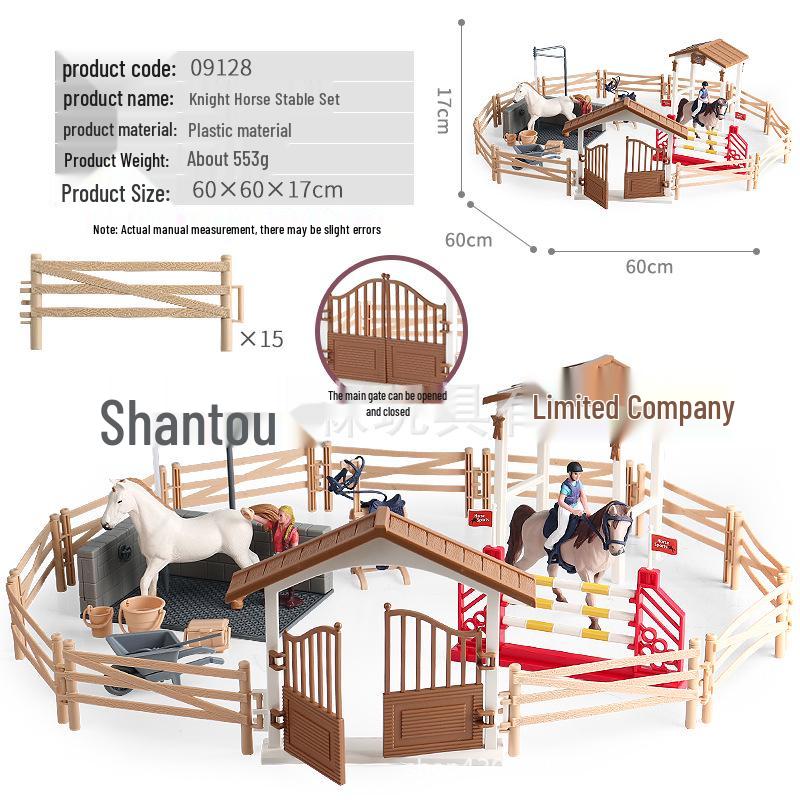 Farm Animal and Human Figures Playset with Fences: Rabbit, Sheep, Donkey, Cow - Parent-Child Simulation Toy
