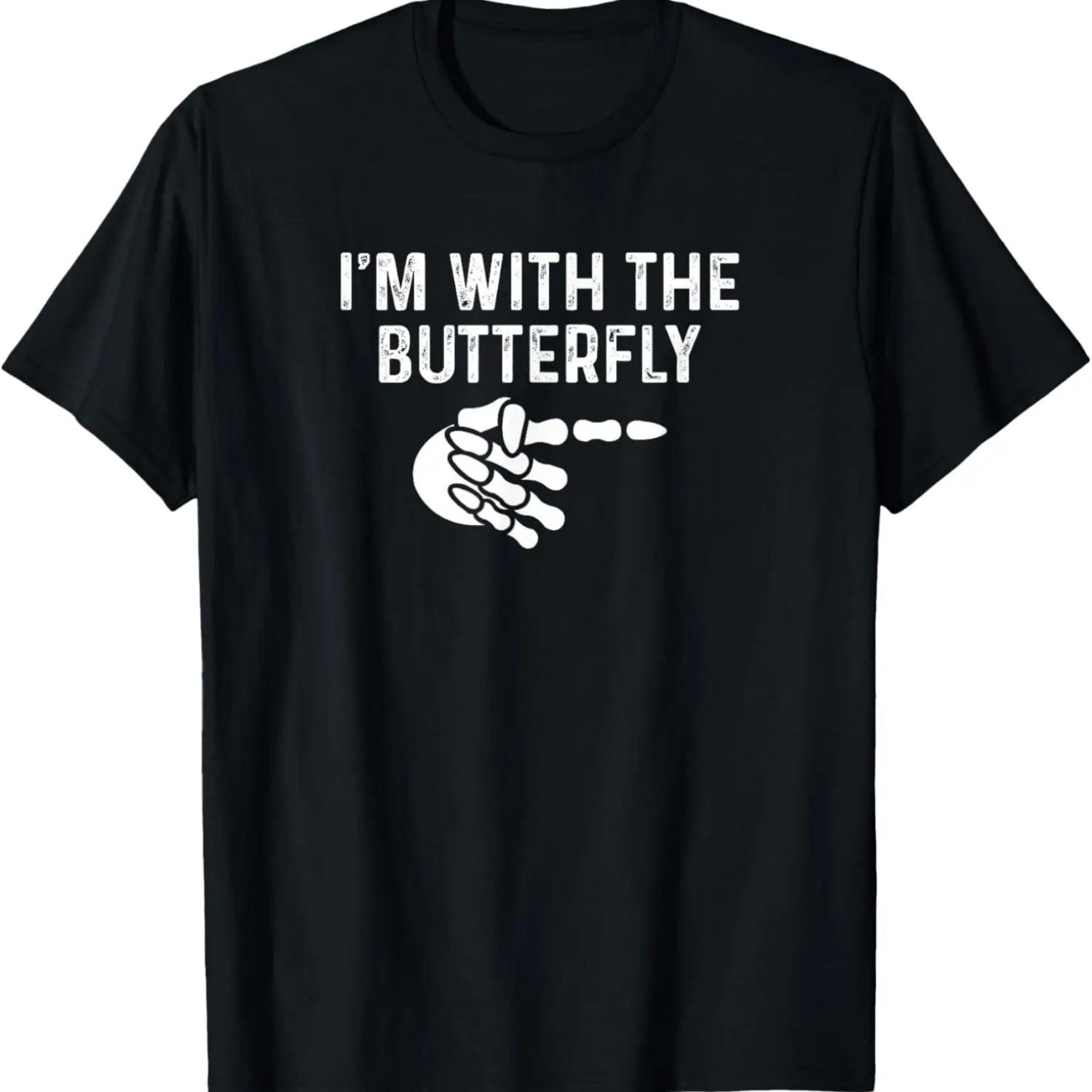 I m With Butterfly Halloween Costume Funny Couples Matching T-Shirt S чёрный