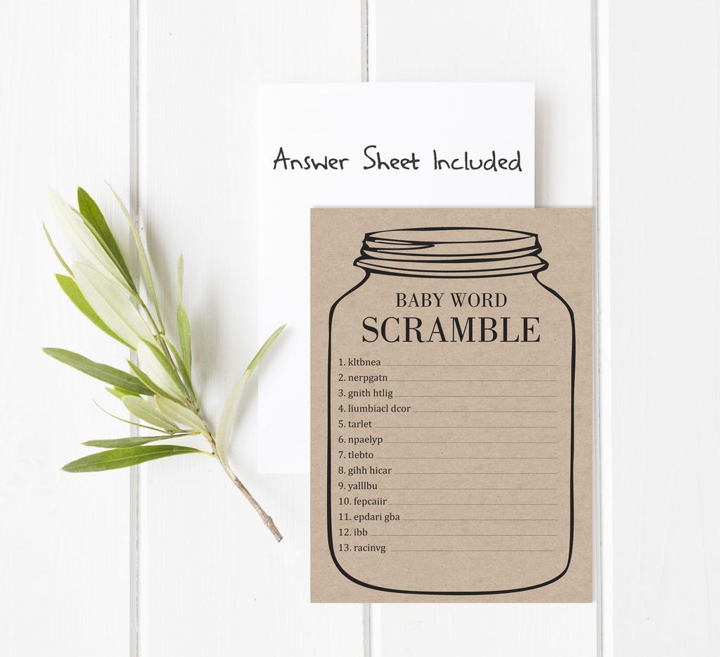 Inkdotpot 50A  Advice CardsA  For Baby Shower Game Mason Jar Advice For New Mom & Dad Gender Neutral Boy Or GirlA  Rustic Kraft Party