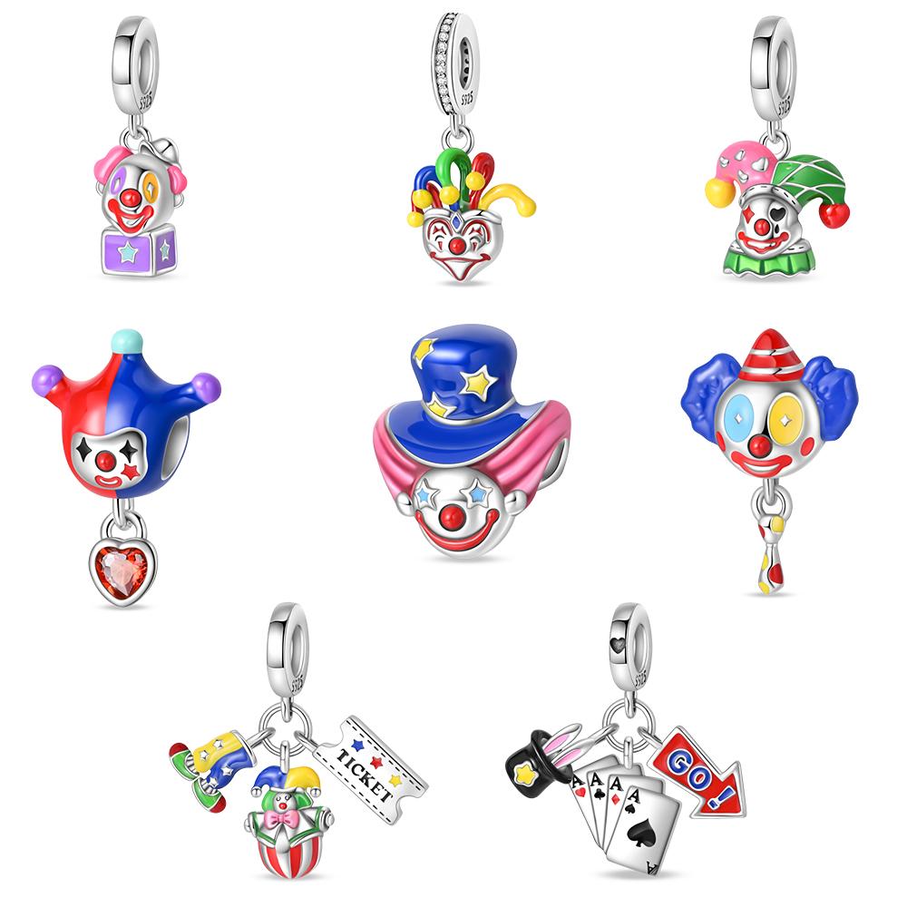 New Arrivals Colorful Clown Balloon Poker Amusement Park Collection Copper Dangle Charm Compatible With Authentic Bracelets Delicate Do It Yourself Gi
