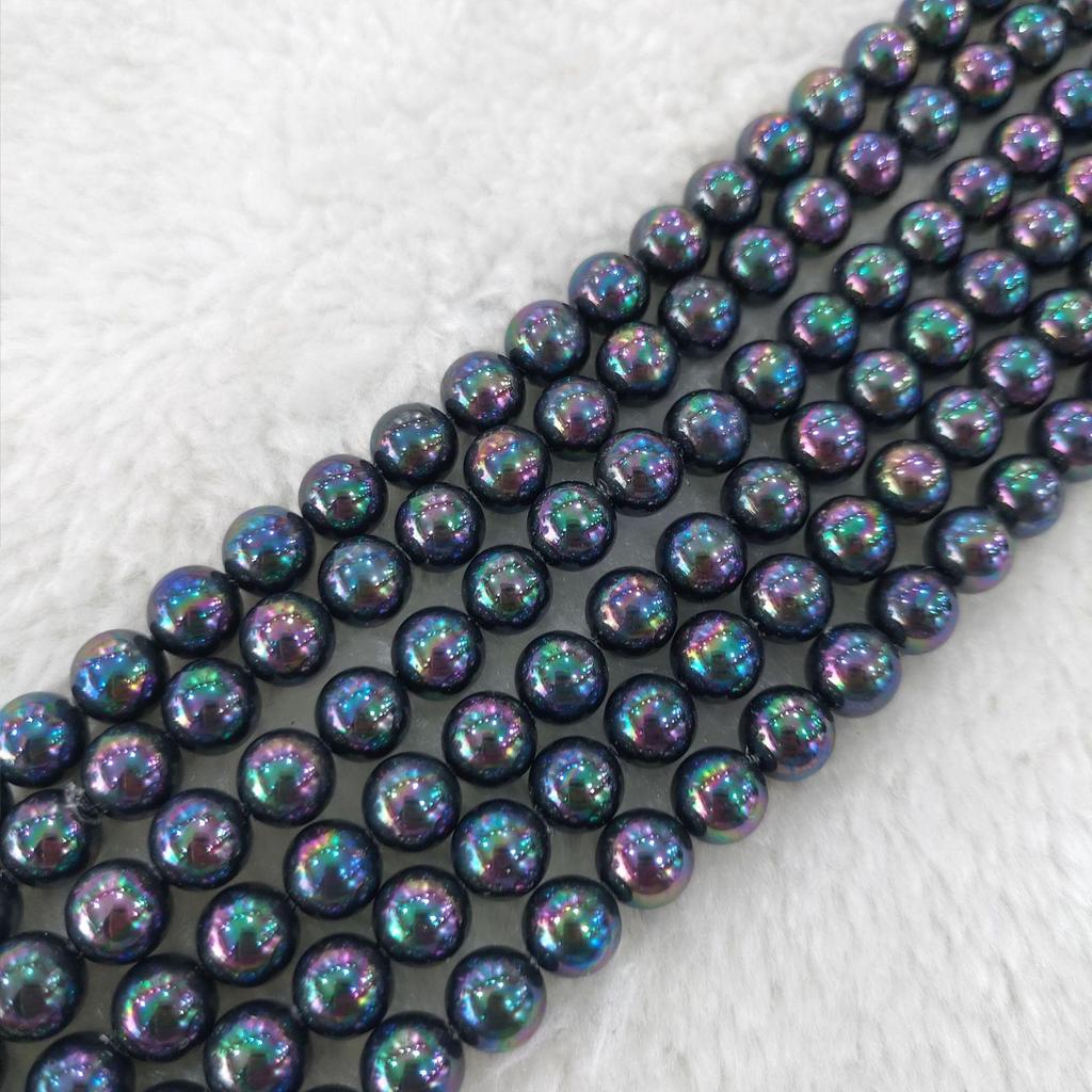 Iridescent Black Green Shell Pearl Beads Necklace (4-14mm) DIY Jewelry Accessories