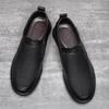 Summer New Breathable and Versatile Black Trend Leather Sports Soft-soled Shoes Mesh Men's Leather Shoes Casual Running Shoes