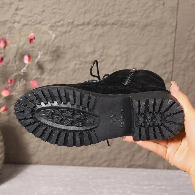 fashion Women's Shoes 2024 Hot Sale Side Zip Women Boots Winter Round Toe Solid Short Barrel Low Heels Plus Size Boots Zapatos De Mujer