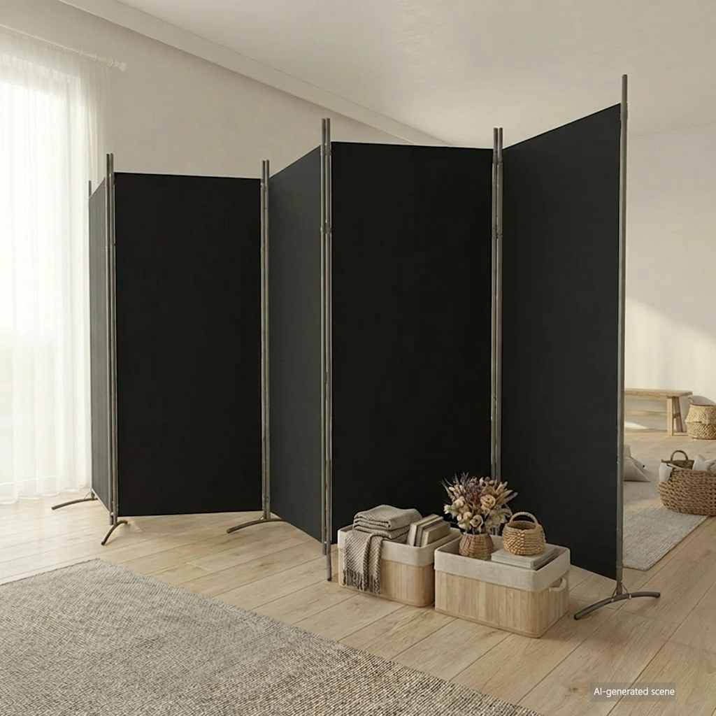 Vidaxl 5-Panel Room Divider, Black, 433X180 Cm, Fabric