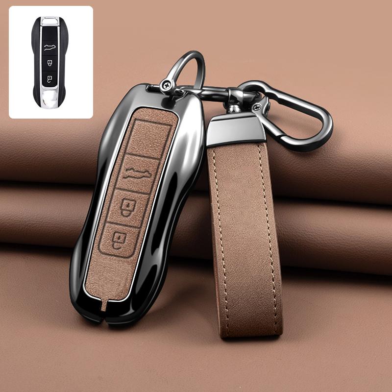 Zinc Alloy Leather Car Key Case For Porsche Panamera Cayenne 971 911 970 981 991 9Ya Macan Boxste Protecticve Case Key Case
