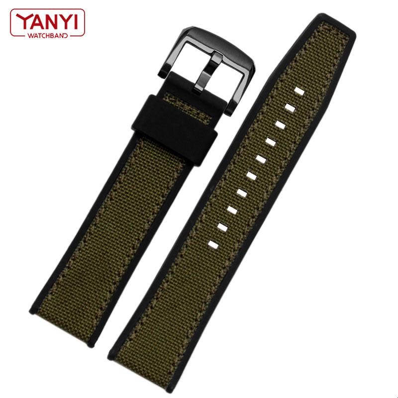 Verdicktes Nylonband mit Silikonkautschuk-Unterseite, 21 mm, 22 mm, für Seiko SUR325P1, Timex, Tissot-Uhrenarmband, Herrenarmband