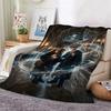 Wizard'S Magical Night Pattern Theme Flannel Blanket Suitable For All Seasons For Living Room Bedroom Gaming Room Lightweight Home Decor
