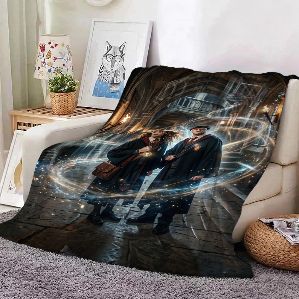 Wizard'S Magical Night Pattern Theme Flannel Blanket Suitable For All Seasons For Living Room Bedroom Gaming Room Lightweight Home Decor