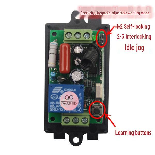 220V Single-Channel Wireless Light Switch with 2-Button Remote