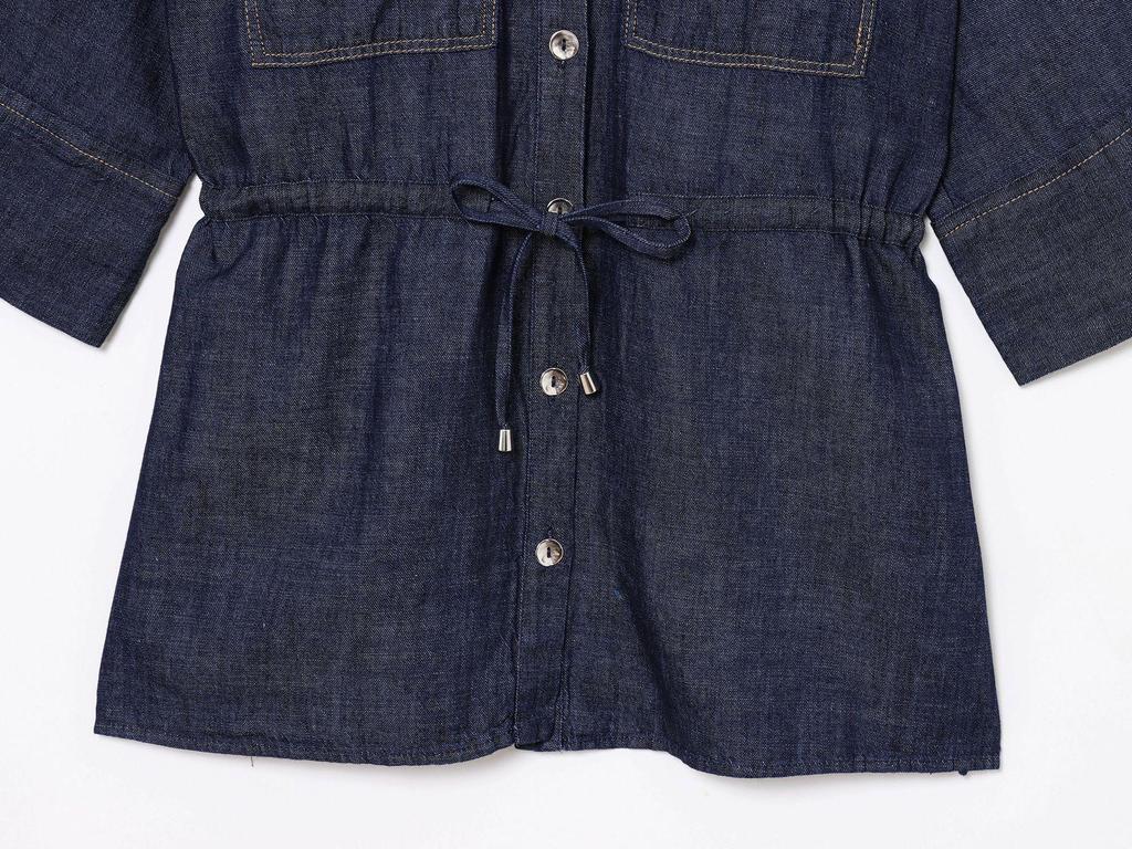 Summer European & American Style Denim Shirt with Decoration & Wide Leg Pants