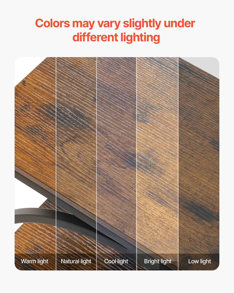 End Table, 3-Tier Narrow Side Table with Open Storage Shelves, Modern Nightstand Bedside Desk with Round Metal Frame, Wood Sofa Coffee Desk for Living