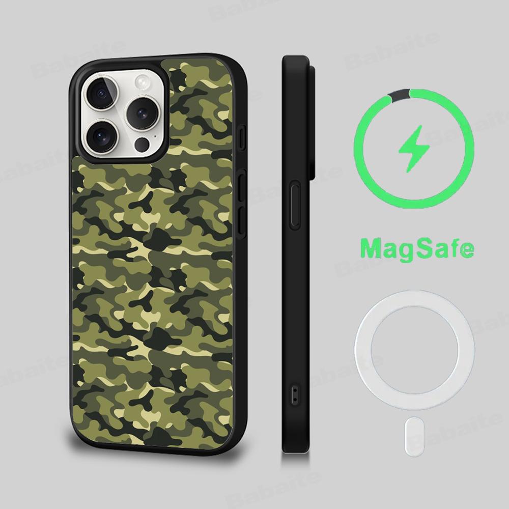 Camouflage Camo Military Army Phone Case Magnetic Case For IPhone 16 14 13 12 11 15 Pro Max Plus For Magsafe Wireless Charge