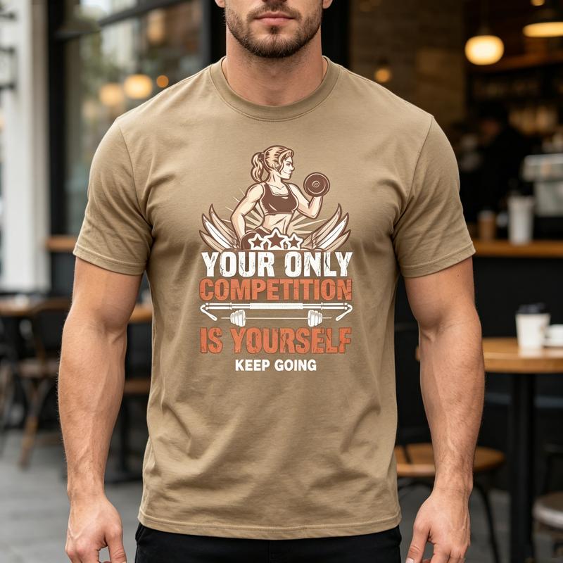 Vintage Gym Motivation Print Tshirt Premium Soft Cotton Casual Unisex Short Sleeve Tee