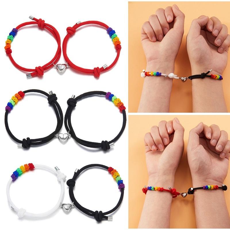 Magnet Couple Bracelets for Woman Men Romantic Heart Matching Lovers Natural Stone Beads Yoga Bracelet Valentine Gift