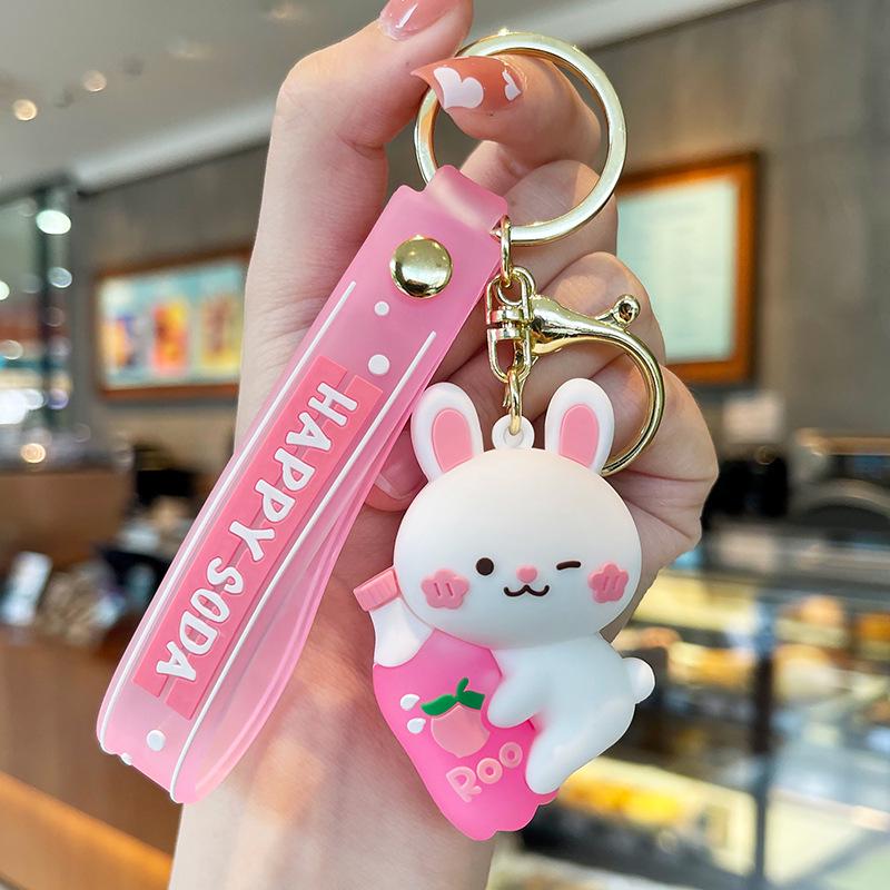 Mengxu Cartoon Animal Sparkling Water Keychain for Backpack or Bag - Versatile Fashion Gift Pendant
