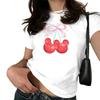 Mickey Ear Print Pink Bow Cherry Shirt Unisexs Coquette Tops Clean Girl Aesthetic Shirt Casual Summer Short Sleeve