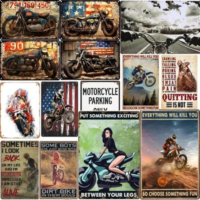 Retro Motocykl Kovové Logo Retro dekorace na zeď - domov, ložnice, bar, kavárna, dekorace na farmu