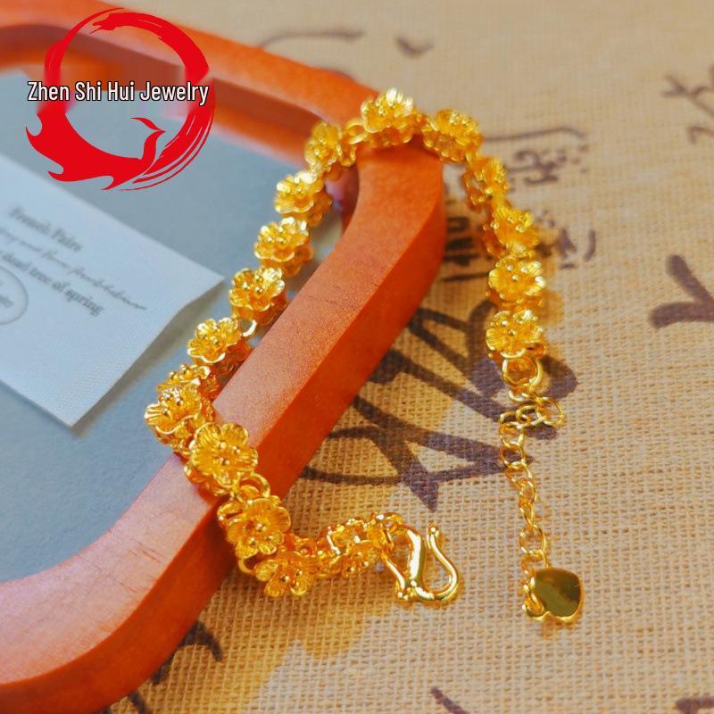 Gold-Plated Women's Plum Blossom Bracelet - Fashion Jewelry 