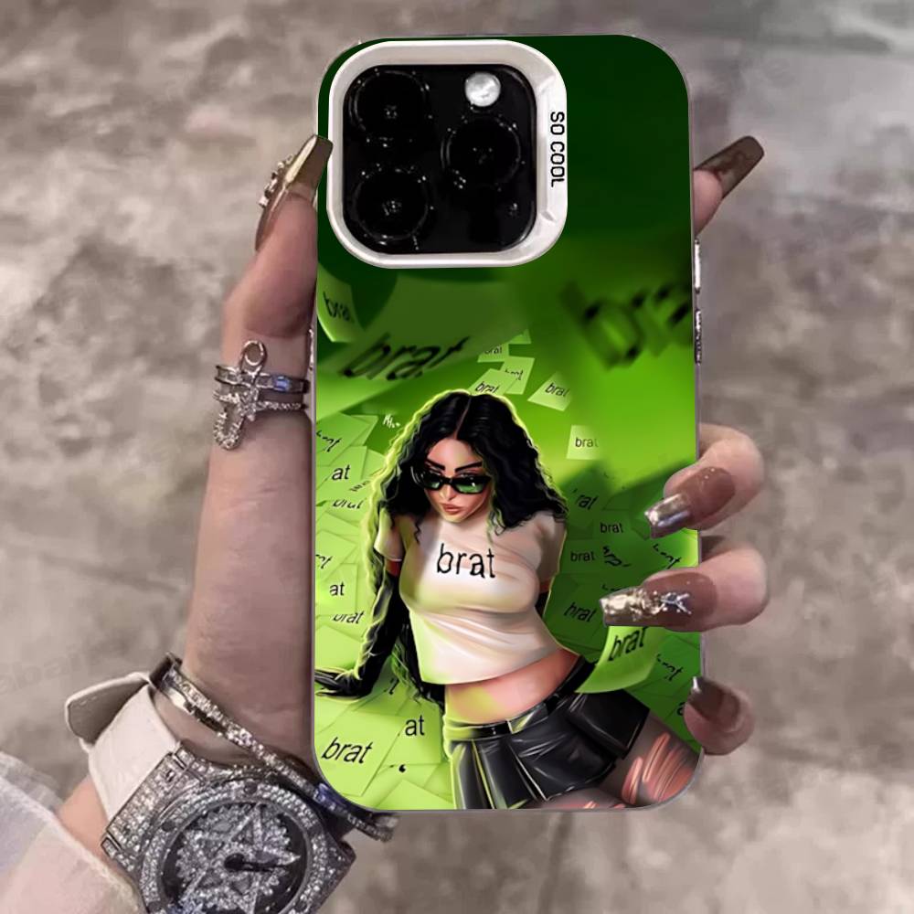 British Pop C-CharliS-XCX Singer Phone Case Color Silver Shell For LPhone 17 16 16e 15 14 13 12 11 Pro Max Plus