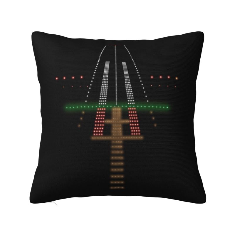 Airport Runway Lights At Night Throw Pillow Case for Sofa Air Traffic Controller Modern Cushion Cover Car Pillowcase 30x30cm 12x12in