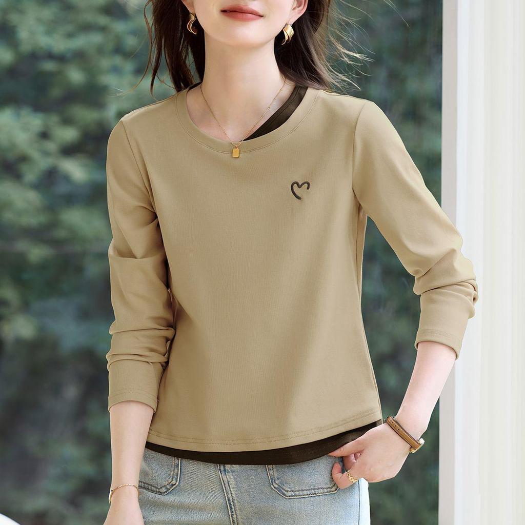 2026 Slimming Round Neck Long Sleeve Women's T-shirt - Stylish Base Layer for Spring & Autumn