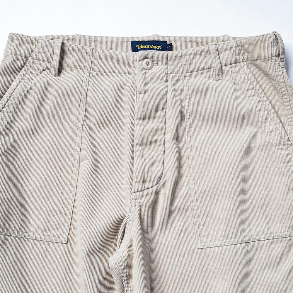 EDWARDMAX Corduroy Fatigue Pants 100% Cotton Cream