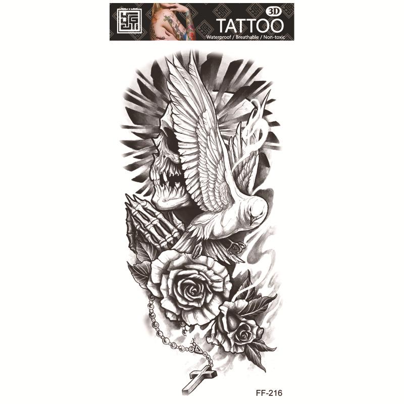 Adesivi per tatuaggi impermeabili Yuanhua - Totem con testa di lupo e disegni di testo arabo