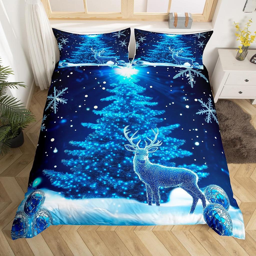 Christmas Tree Duvet Cover Set For Kids Queen Lightweight Down Quilt Covers Room Decor 2 Pillowcases 1 Duvet Cover No Comforter